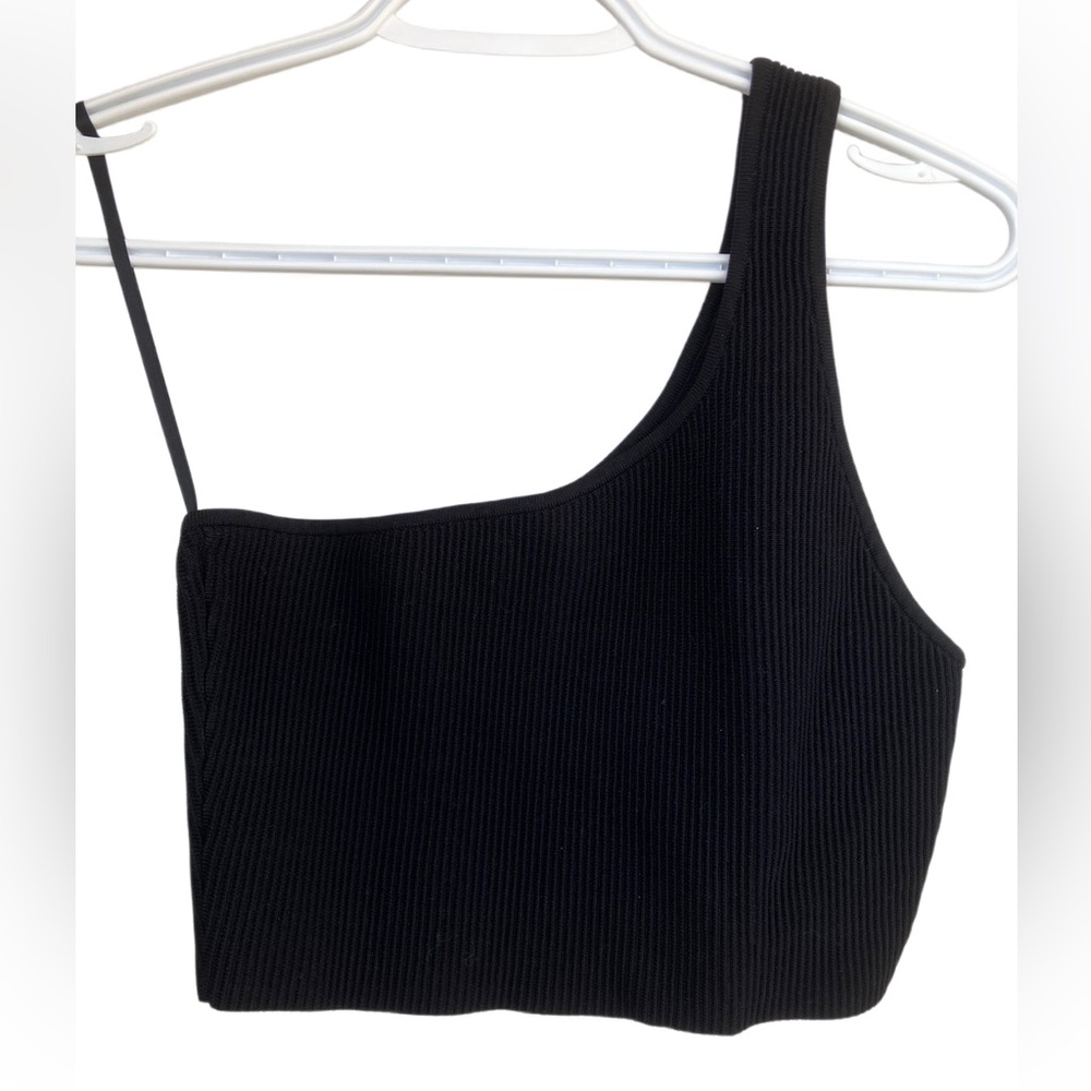 Babaton sculpt one shoulder top black large